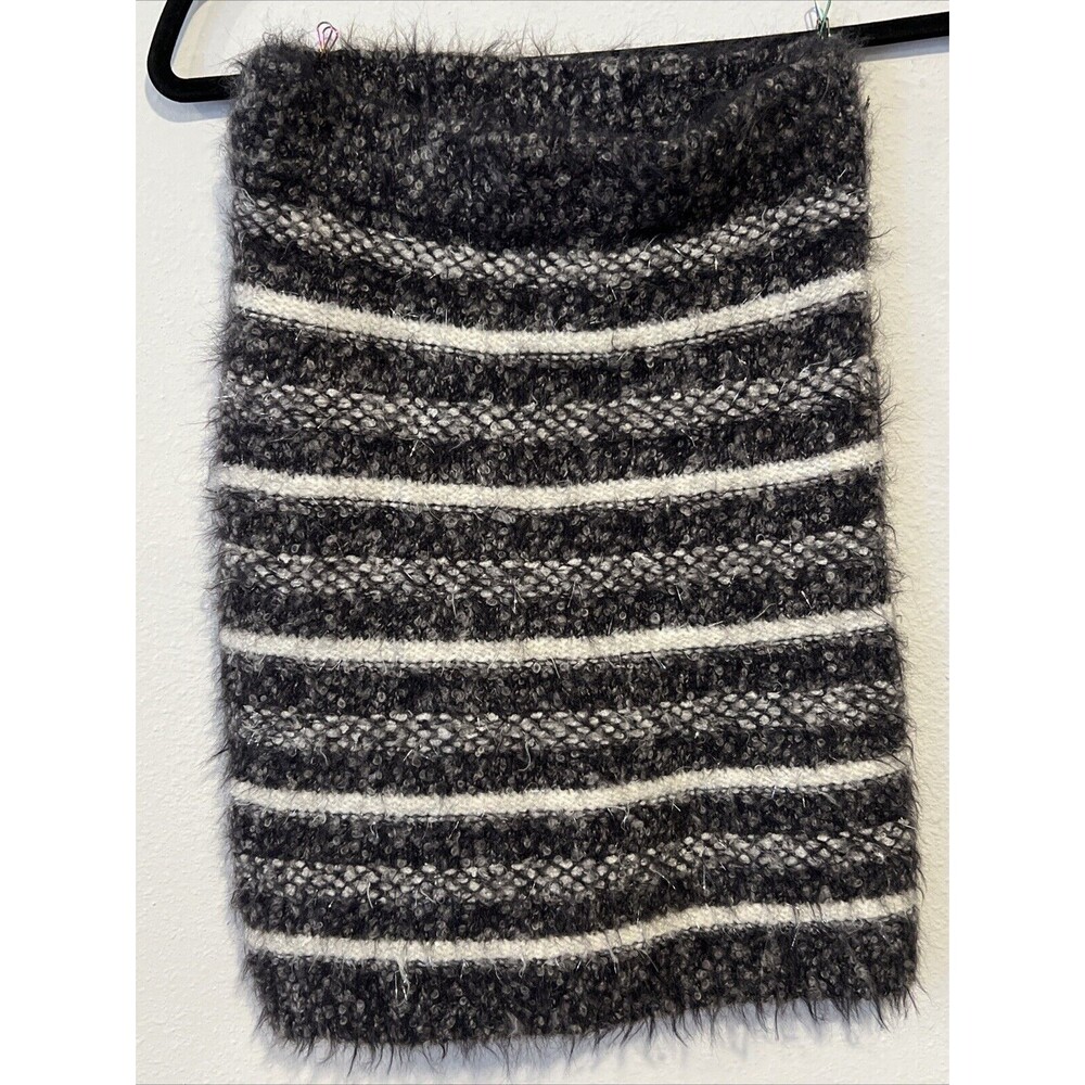 Zara Skirt Womens Small Grey Faux Fur Wool Blend‎ Pencil Mini Tweed Metallic